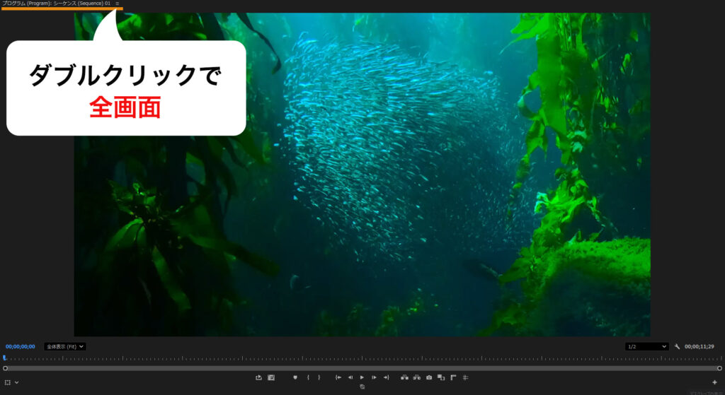 Premiere Pro  パネル ダブルクリック