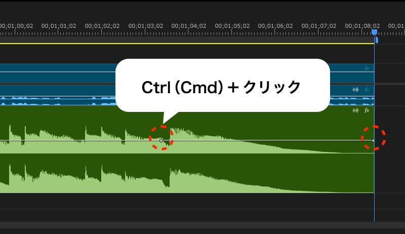 PremiereProのラバーバンドへキーフレームを打つ