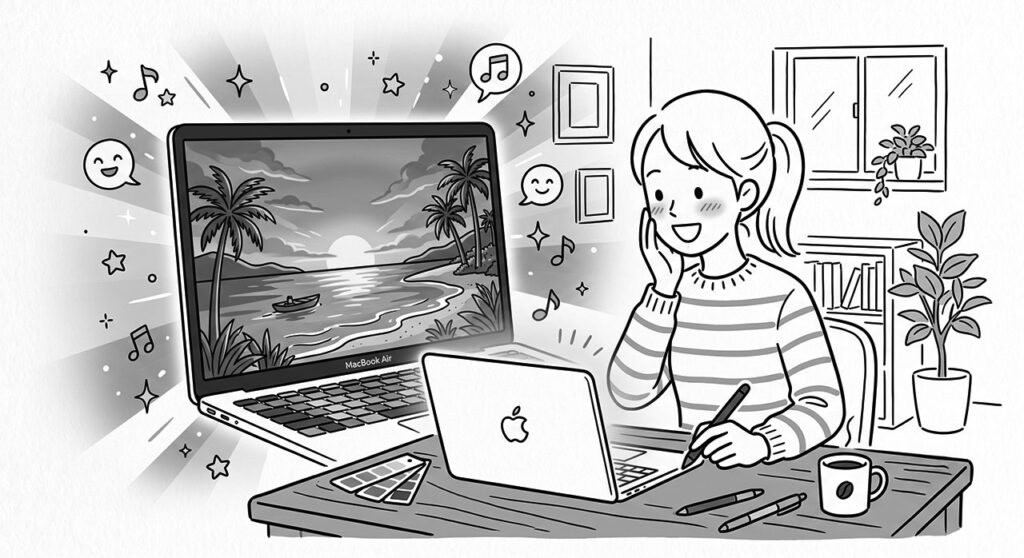 macはの画面は美しく、テンションが上がる