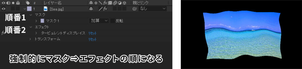 AftreEffectsでプルコンポーズなしの時の合成の順番