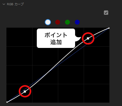 PremiereProのRGBカーブへポイント追加