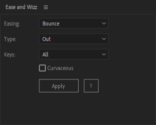 AfterEffectsのプラグイン「Ease and Wizz」の設定画面